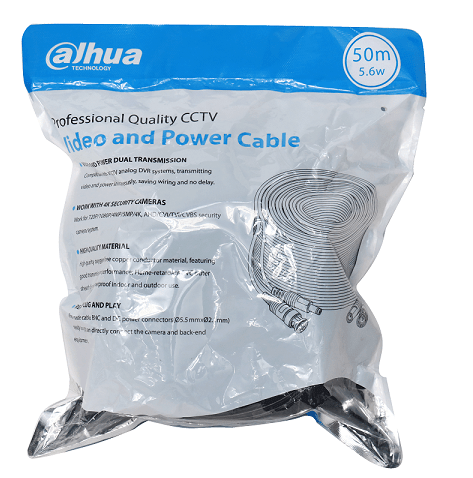 DAHUA DH-PFM942I-50-5 - Cable de 50 Metros Armado para Video y Energía/ con Conectores BNC y de Energía/ Para Camaras Hasta 4k/ Soporta: AHD/CVI/TVI/CVBS/ Uso Exterior e Interior/ Cobre de Alta Pureza/ DAHUA DH-PFM942I-50-5 - Cable de 50 Metros Armado para Video y Energía/ con Conectores BNC y de Energía/ Para Camaras Hasta 4k/ Soporta: AHD/CVI/TVI/CVBS/ Uso Exterior e Interior/ Cobre de Alta Pureza/